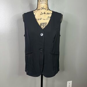 Melloday Black Sleeveless Buttoned Vest medium oversized gothic  businesswear